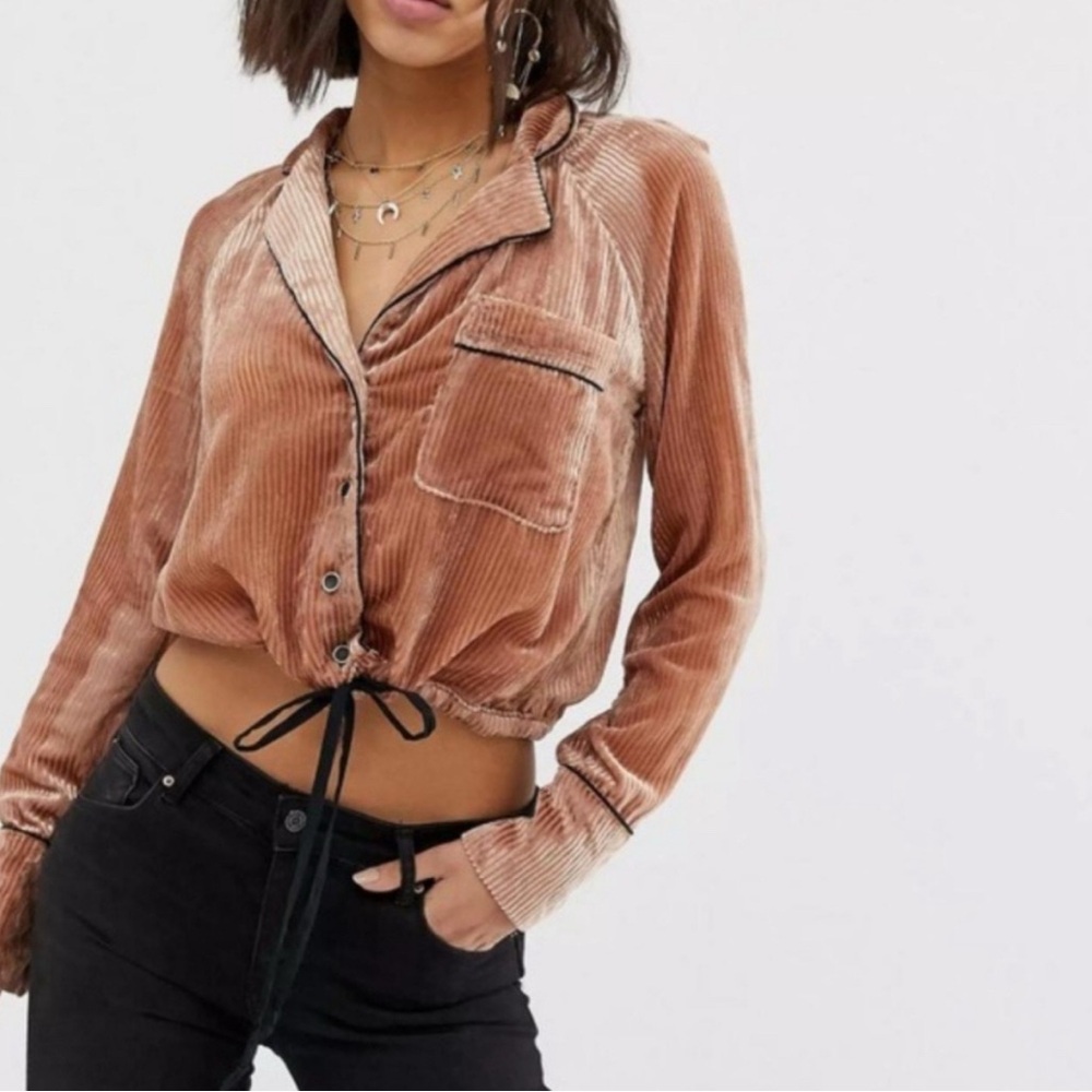 Free People Aspen Nights Velvet Blouse